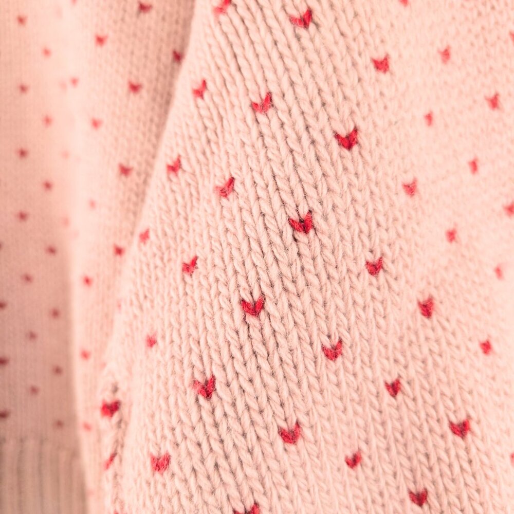 Women’s Pink Heart Knit Crewneck Sweater - Picture 7 of 16